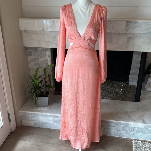 AFRM Norton Snake Blush Jacquard Cutout Sides & Back Midi Dress Size SP NWT - Picture 5 of 16